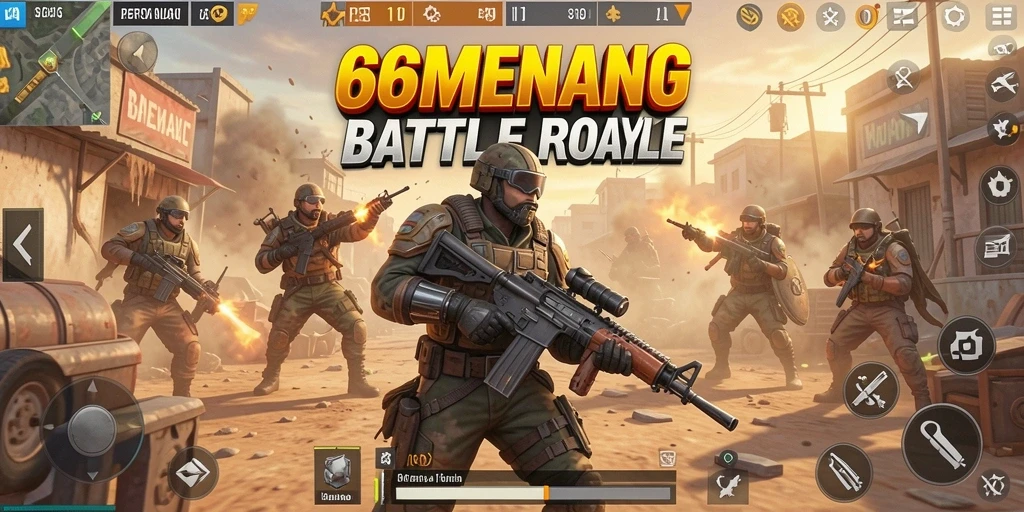 Screenshot gameplay 66MENANG dengan aksi Battle Royale mendebarkan.