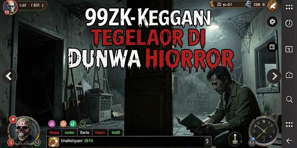 Tampilan gameplay <strong>99ZK</strong> yang menakutkan dan atmosfer kegelapan.