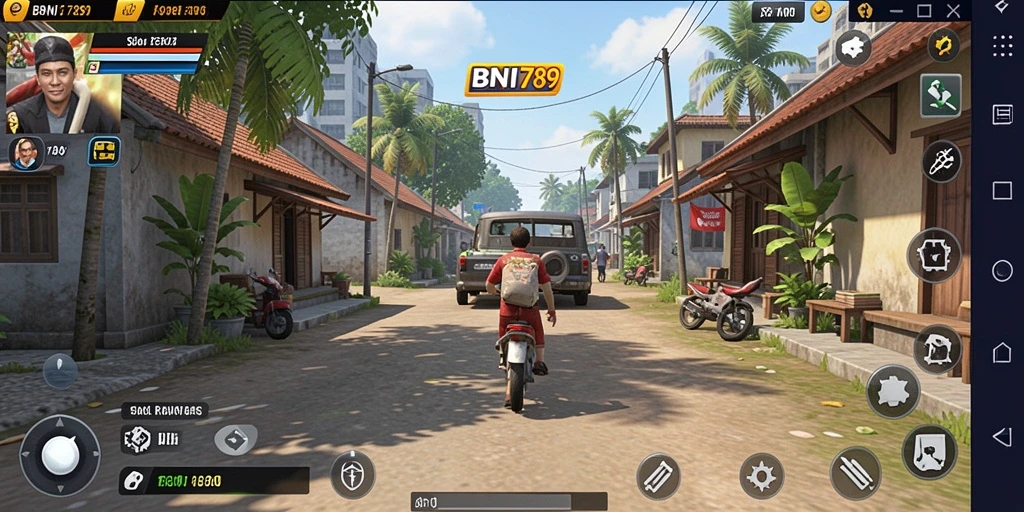 Tampilan gameplay BNI789 yang menunjukkan interaksi sosial dan manajemen sumber daya.