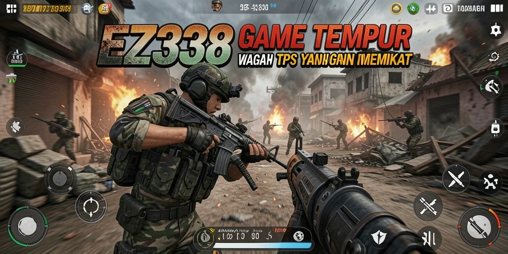 Tampilan gameplay seru di EZ338 saat bertempur dengan musuh.