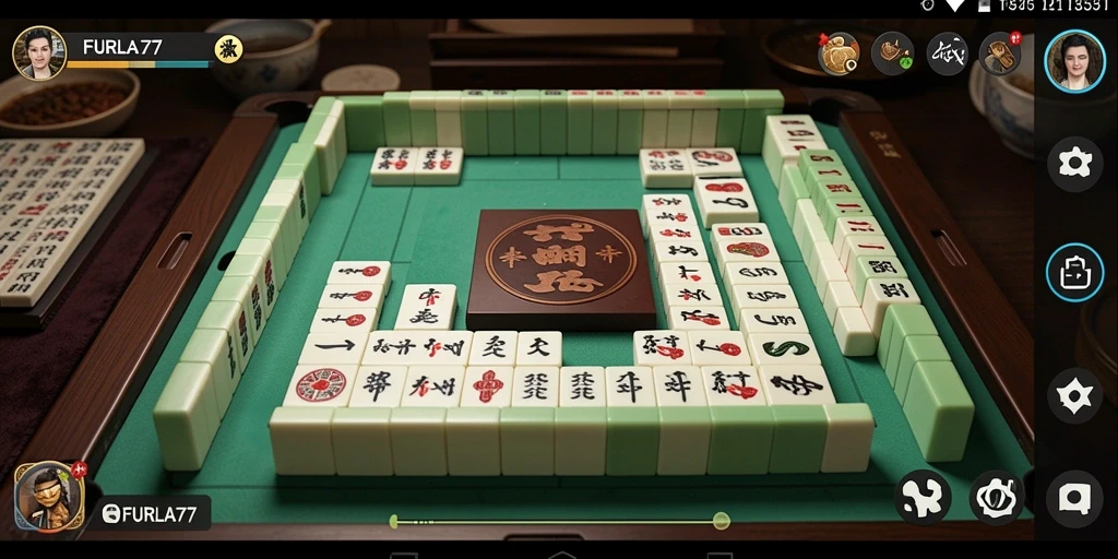Gameplay menarik FURLA77 dengan tampilan papan Mahjong yang indah.