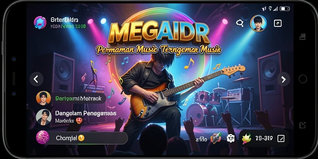 Tampilan gameplay interaktif MEGAIDR dengan berbagai pilihan lagu.