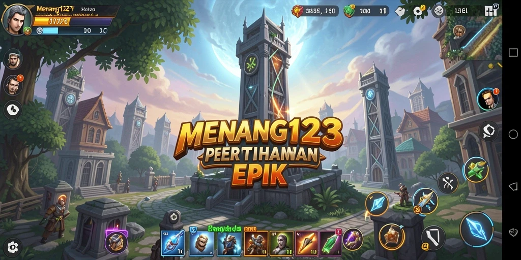 Tampilan gameplay di MENANG123 yang menampilkan aksi pertahanan menara.