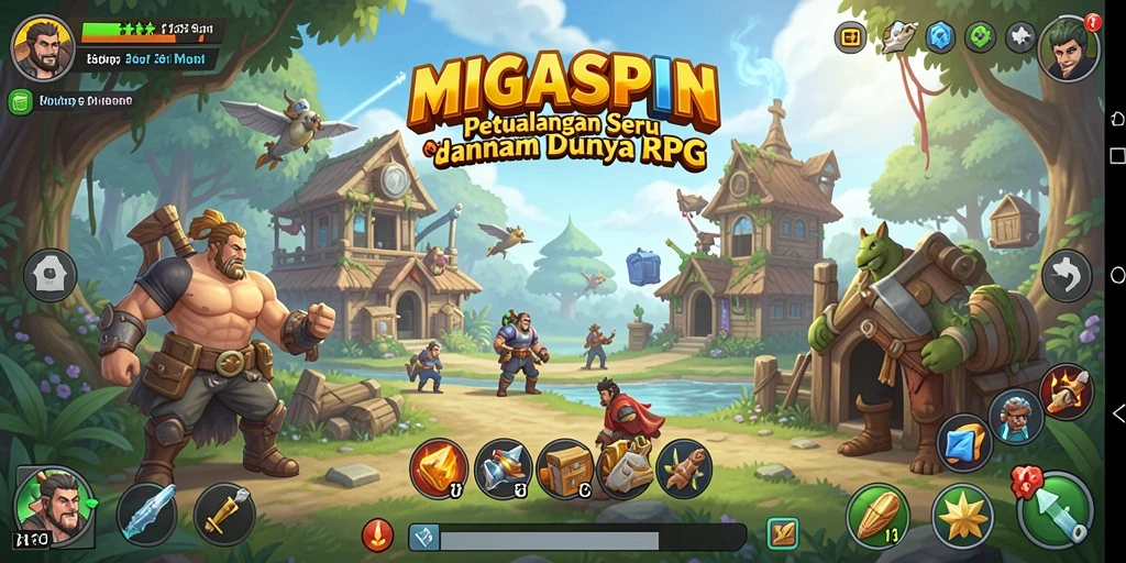 Tangkapan layar MIGASPIN menunjukkan pertarungan karakter di dunia RPG yang menakjubkan.