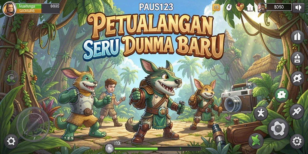 Screenshot utama PAUS123 menampilkan karakter utama dalam aksi eksplorasi di dunia menakjubkan.