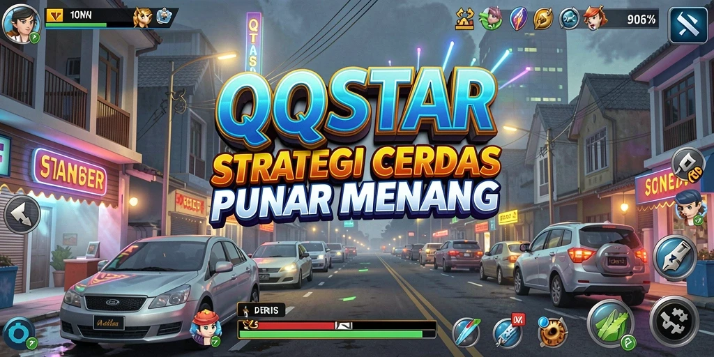 Screenshot utama QQSTAR menampilkan pertempuran strategis yang mendebarkan.