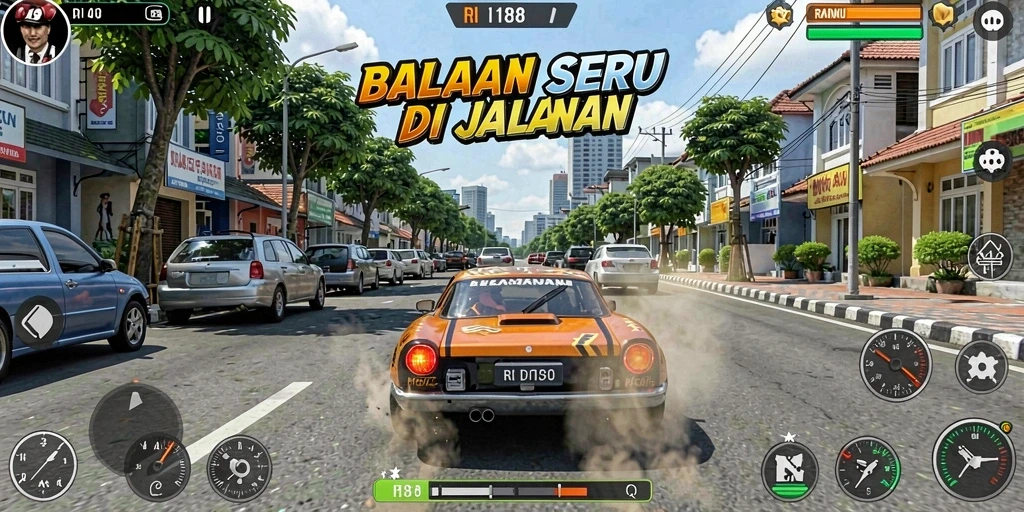 Tampilan gameplay RI188 yang mendebarkan di lintasan balap.