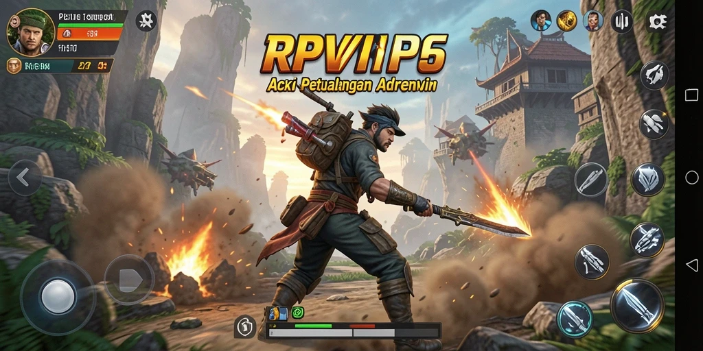 Screenshot RPVIP6 menunjukkan karakter beraksi di medan perang.