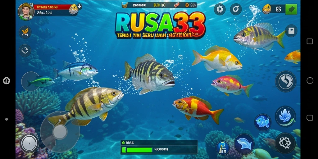 Screenshot gameplay RUSA33 menampilkan serunya menembak ikan.