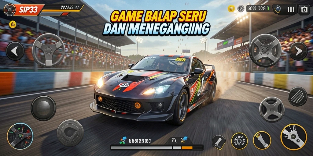 Gameplay SIP33 memperlihatkan mobil balap dalam aksi yang mendebarkan.
