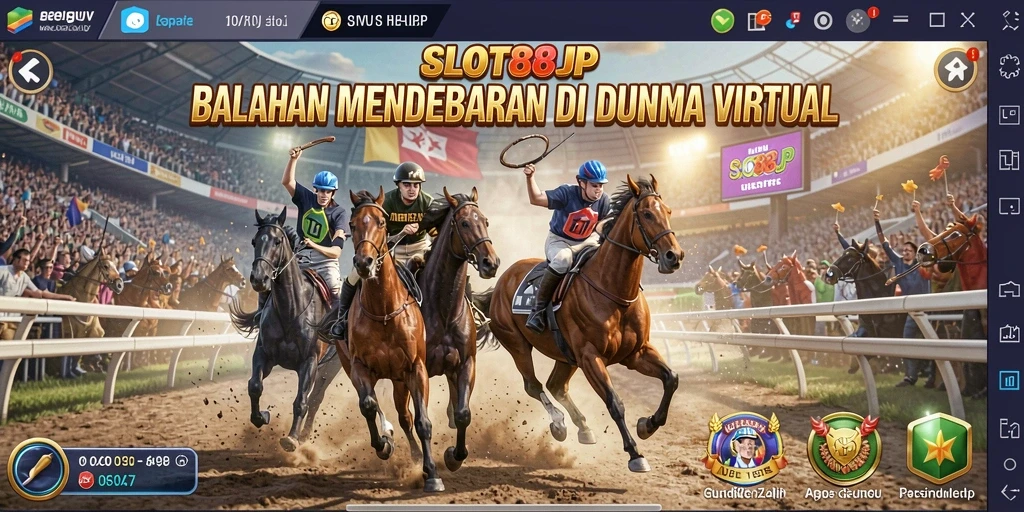 Screenshot gameplay dari SLOT88JP yang menunjukkan aksi balapan yang seru.